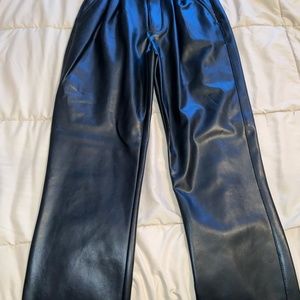Abercrombie & Fitch Faux Leather Straight Ankle pants with belt